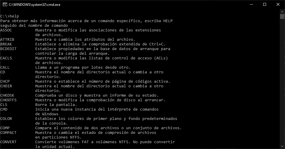 comando help