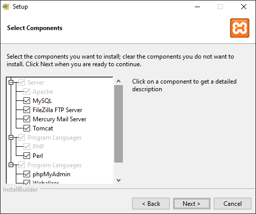 imagen de la instalación de xampp