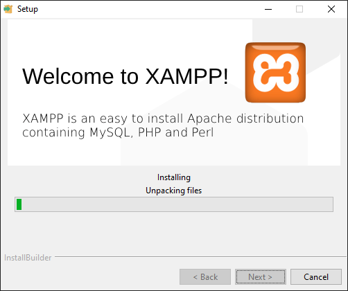 imagen de la instalación de xampp